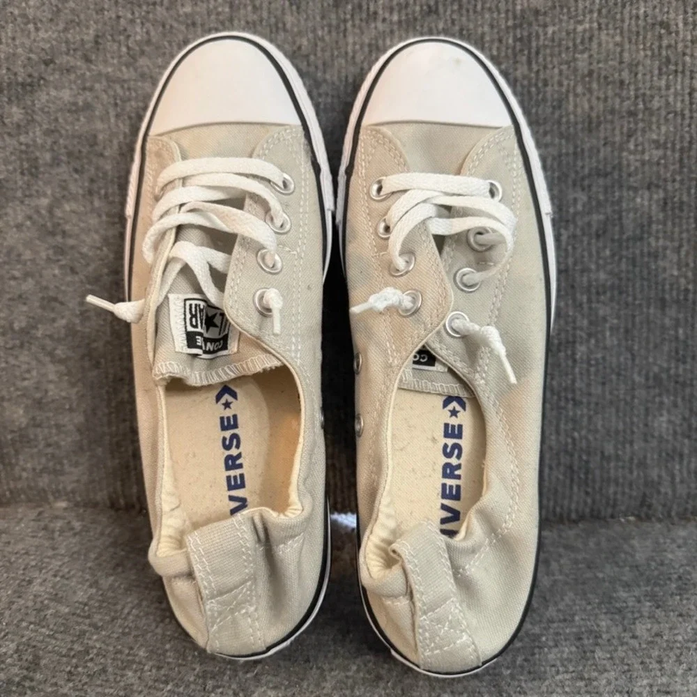 Converse Chuck Taylor All Star Shoreline Slip On Sneakers Beige Canvas Womens 8